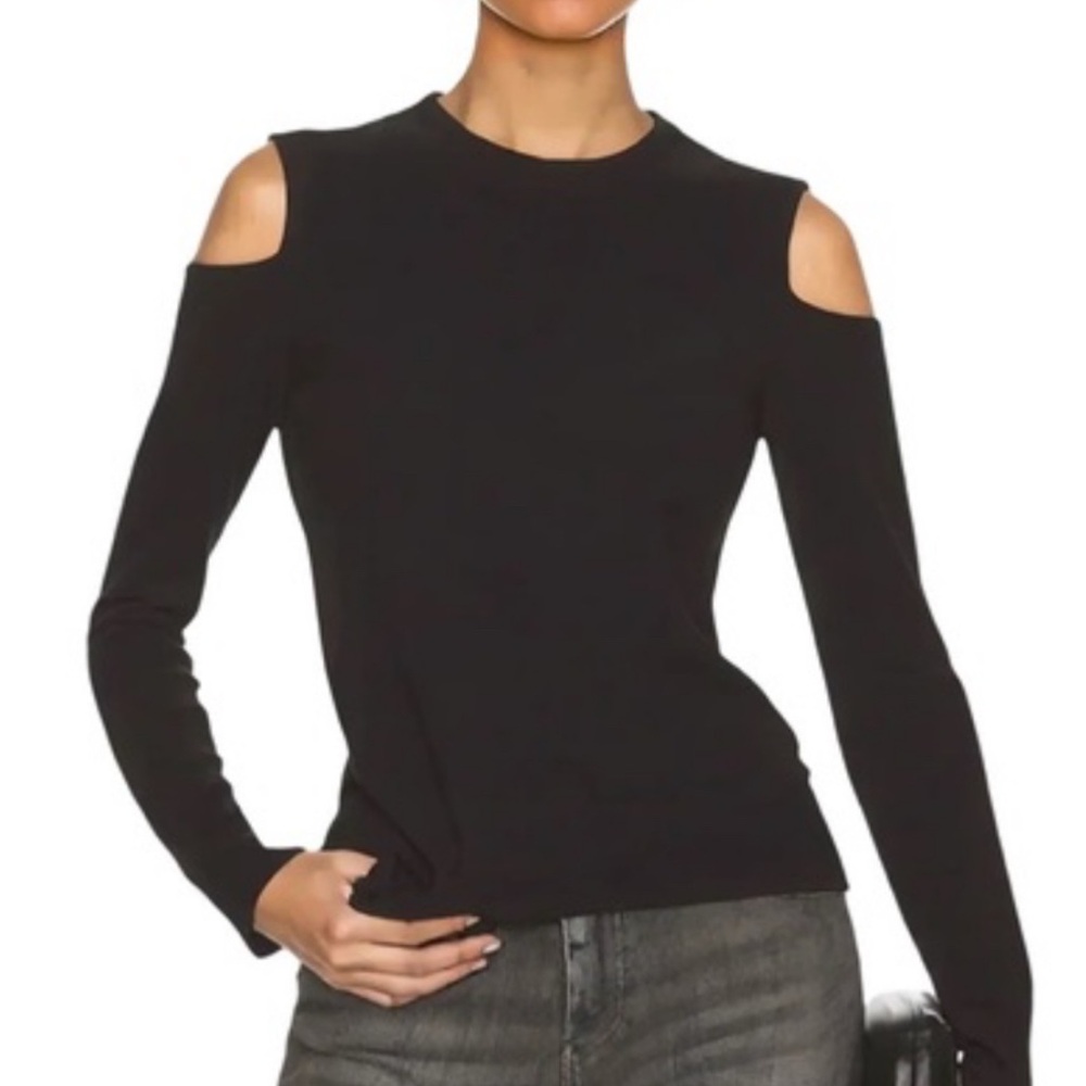 Veronica Beard Cashmere Cold Shoulder Sweater in Black Size M